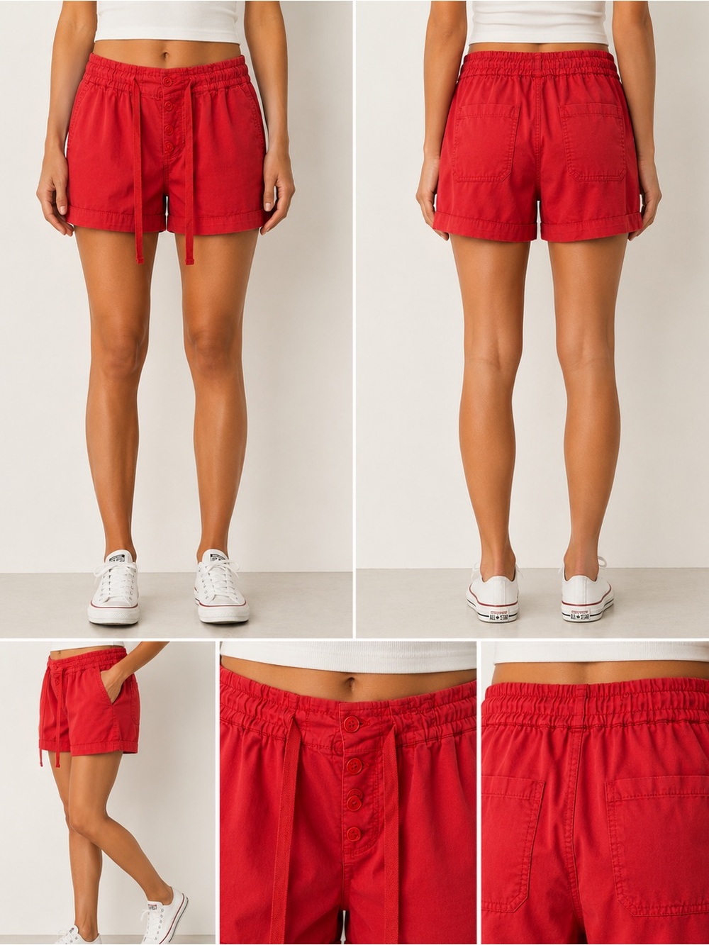 Sanctuary Women’s Red Drawstring Casual Shorts